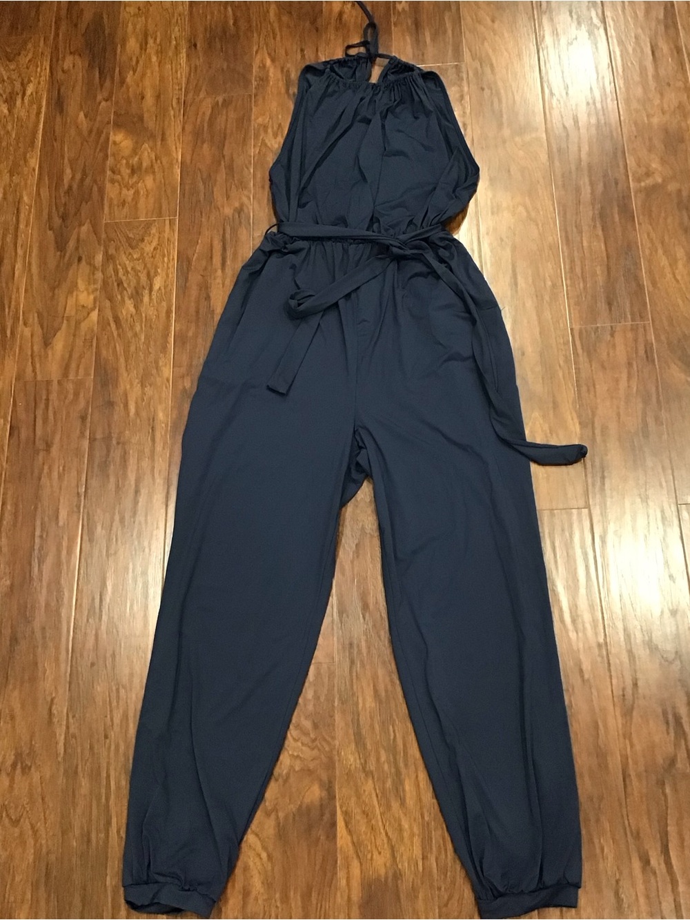 Women's Navy Halara Jumpsuit with Waist Tie